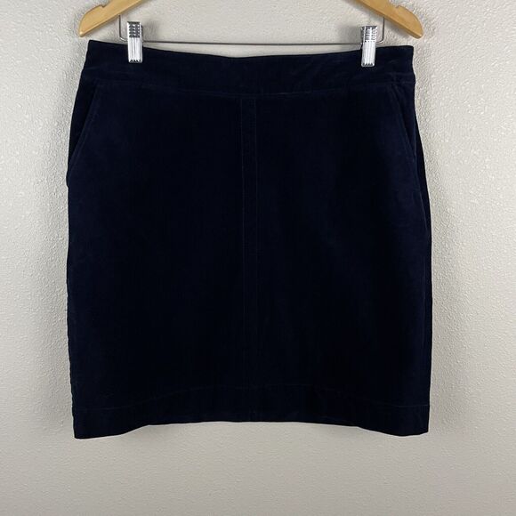 Talbots Womens 10 Dark Blue Fine Corduroy Side Zip Skirt Straight - Picture 1 of 6